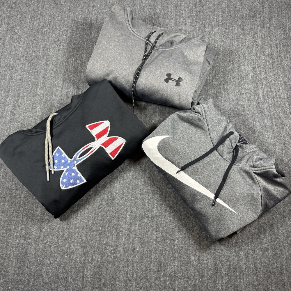 Nike Under Armour Men's Hoodie Lot 3 XXL 2XL Dri-FIT Swoosh USA Flag